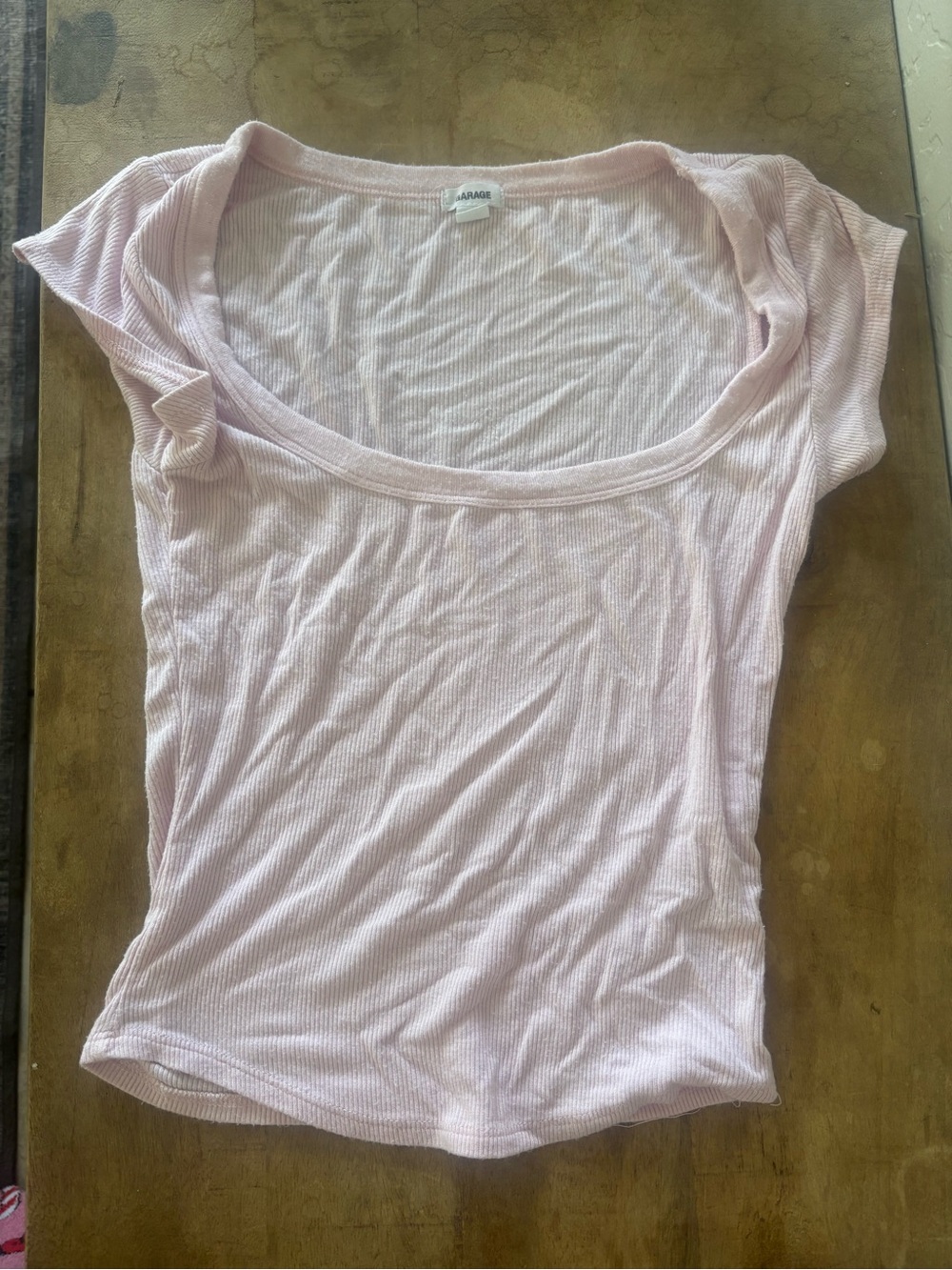 Garage Light Pink Ribbed Scoop Neck Tank Top